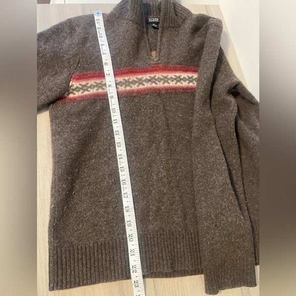 J. Crew | Lambswool Brown Fair Isle Quarter Zip Sweater Size Large - Picture 5 of 5